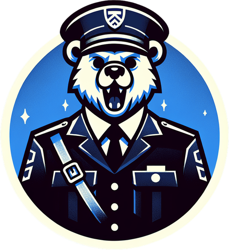 create night guard with freddy fazbear logo.
Single Game Texture.  In-Game asset.  2d.  Blank background.  High contrast.  No shadows