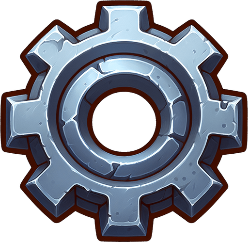 стальная шестерня в стиле hand-paint.
Single Game Texture.  In-Game asset.  2d.  Blank background.  High contrast.  No shadows