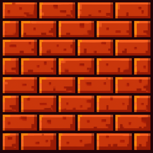 hd çözünrülükte atari tarzı tuğla duvar.
In-Game asset.  2d.  High contrast.  No shadows