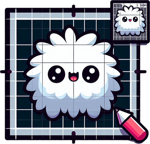 fluffy square monster cutie.
Single Game Texture.  In-Game asset.  2d.  Blank background.  High contrast.  No shadows
