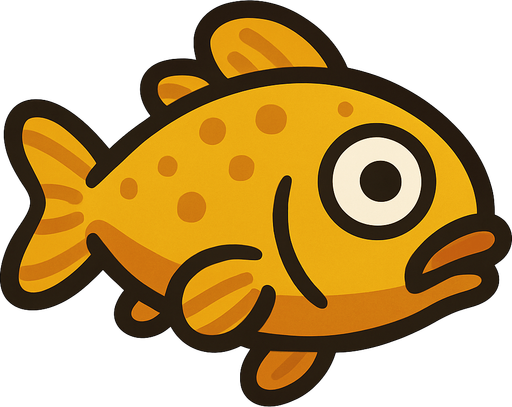 Floppy Fish.
Single Game Texture.  In-Game asset.  Blank background.  High contrast.  No shadows. 2d