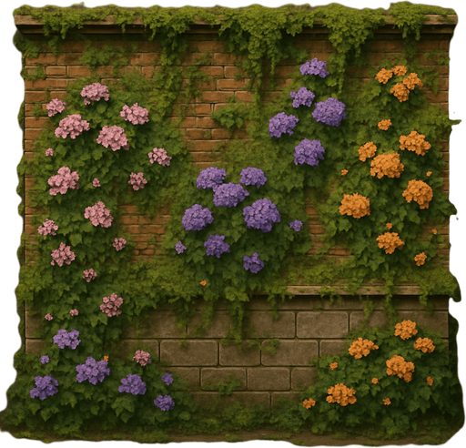 Hotel wall view from the front with flowers and mosses.
In-Game asset