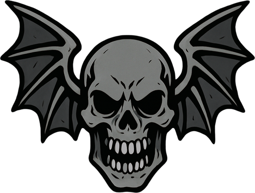 winged evil gray skull.
In-Game asset.  2d.  High contrast.  No shadows