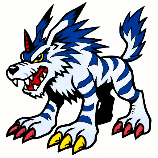 Garurumon.
In-Game asset.  2d.  High contrast.  No shadows