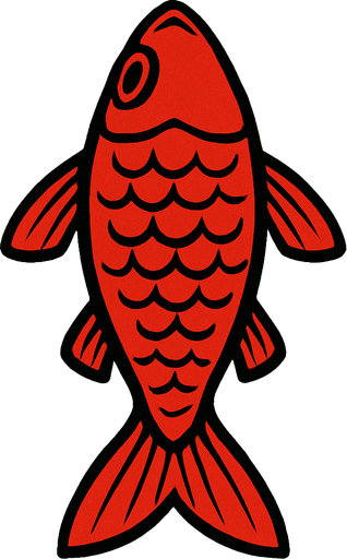 a red fish seen from top to bottom.
In-Game asset.  2d.  High contrast.  No shadows