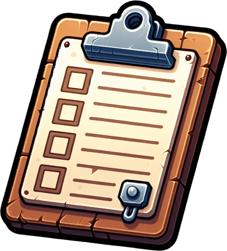 Clipboard.
Single Game Texture.  In-Game asset.  2d.  Blank background.  No shadows