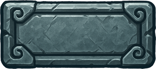 an old-style square long button in grey in a magical way.
In-Game asset.  2d.  High contrast.  No shadows