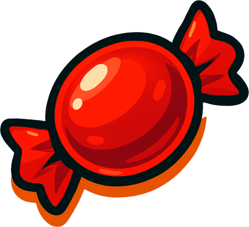 Kırmızı şeker.
In-Game asset.  2d.  High contrast.  No shadows