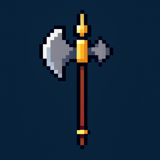 Alabarda pixel.
In-Game asset.  2d.  High contrast.  No shadows