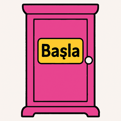 Draw Doraemon's door with the word "Başla" written on it..
In-Game asset.  2d.  High contrast.  No shadows