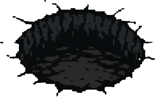 agujero de la calle hecho con pixeles.
In-Game asset.  2d.  High contrast.  No shadows