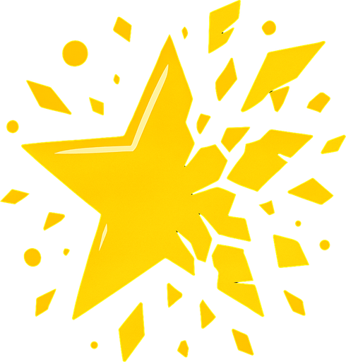 star breaking particles yellow.
In-Game asset.  2d.  High contrast.  No shadows