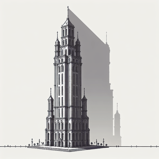 Tower.
Single Game Texture.  In-Game asset.  2d.  Blank background.  High contrast.  No shadows