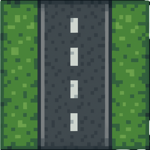 Road tile 2d pixilated topdown.
In-Game asset.  2d.  High contrast.  No shadows