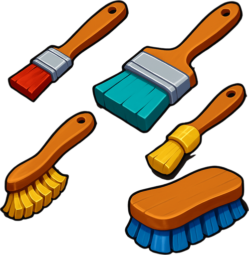 Pack of different brushes.
In-Game asset.  High contrast.  No shadows. 3D