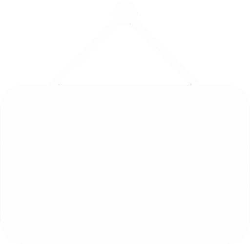 a white sign, flat design.
In-Game asset.  2d.  High contrast.  No shadows