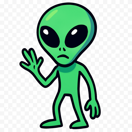 Alien transparent background.
In-Game asset.  2d.  High contrast.  No shadows
