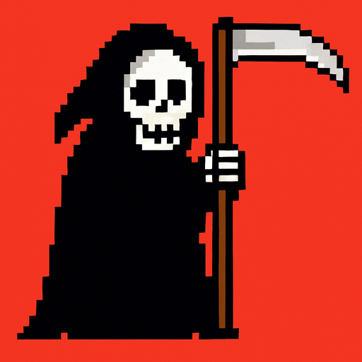la muerte de pixeles.
In-Game asset.  2d.  High contrast.  No shadows