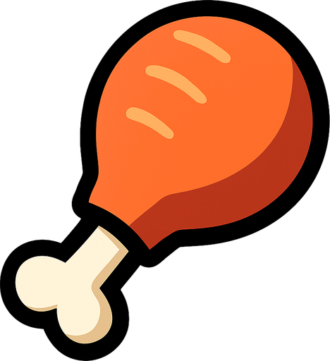 Survivor.io style 2D 1 chicken leg..
In-Game asset.  2d.  High contrast.  No shadows