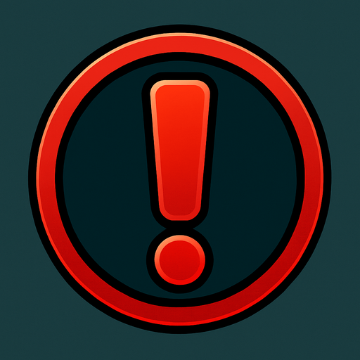 Red exclamation mark with a gradient and a stroke.
In-Game asset.  2d.  High contrast.  No shadows