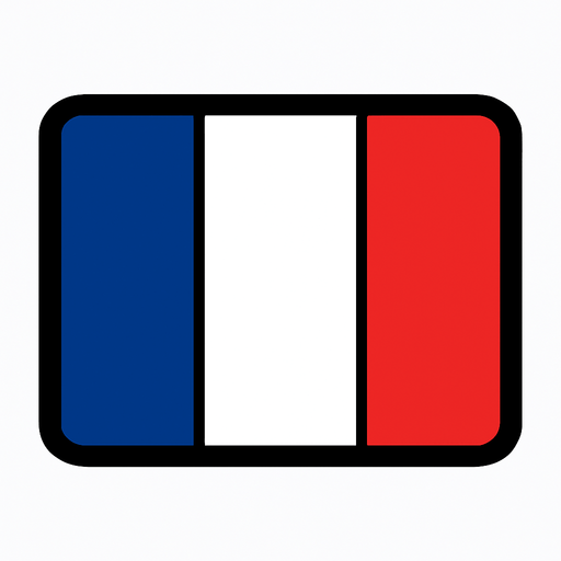 Fransa bayrağı.
In-Game asset.  2d.  High contrast.  No shadows