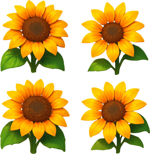 Pack of different sunflower, painted 3D sunflower, without black lines around it!
In-Game asset.  High contrast.  No shadows. 3D
