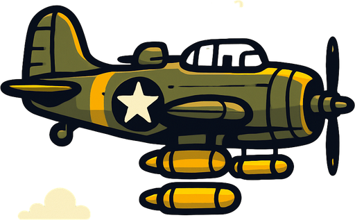2d side scroller classic air plane bomber ww2.
In-Game asset.  2d.  High contrast.  No shadows