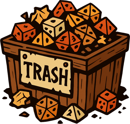 Trash area for dice from fantasy.
In-Game asset.  2d.  High contrast.  No shadows