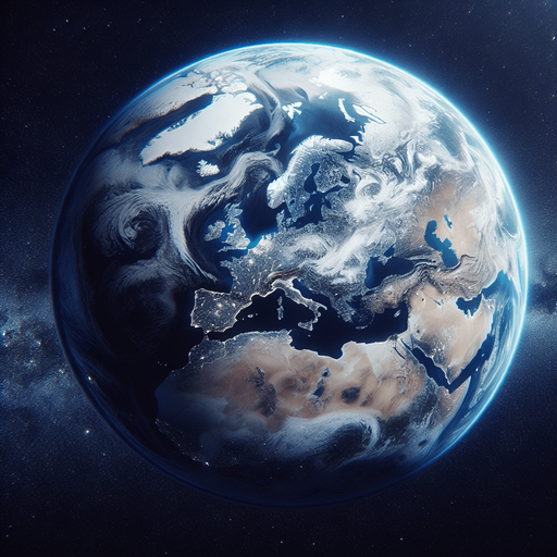 Space scene with full earth (europe and africa side).
High definition