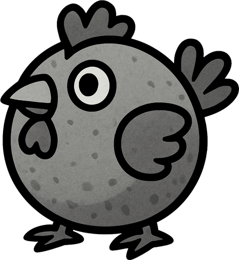 gray chicken ball.
In-Game asset.  2d.  High contrast.  No shadows