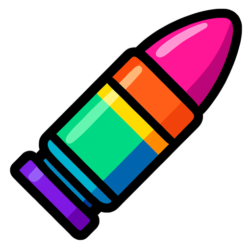 quiro que sea una bala multicolor.
In-Game asset.  2d.  High contrast.  No shadows