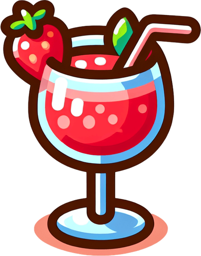 A nice glass of strawberry daiquiry.
Single Game Texture. In-Game asset. 2d. Blank background. High contrast. No shadows.
