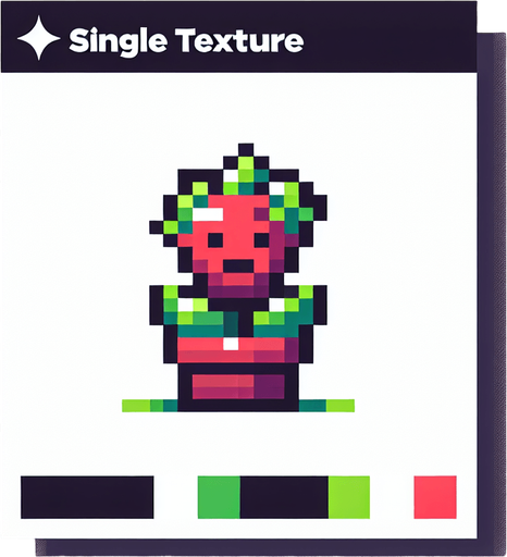 pixel hungery plant.
Single Game Texture.  In-Game asset.  2d.  Blank background.  High contrast.  No shadows