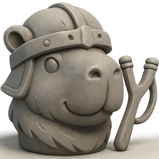 Recrealo en una escultura. Utiliza un estilo cartoon. Usas colores grises. Recuerda que es un capibara usas sus rasgos y formas. Damelo sin fondo