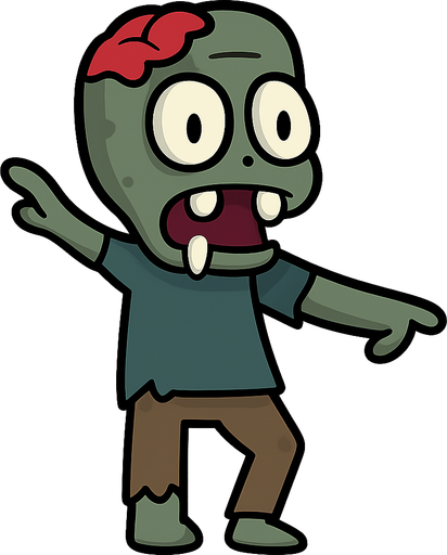 Zombie. No background. Transparent background. Blank background. No shadows. 2d. In-Game asset. flat