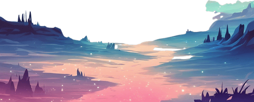 beautiful landscape. starry sky, pastel colours, high definition, alien world. Single Game Texture. In-Game asset. 2d. Blank background. High contrast. No shadows.