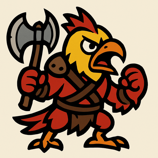 2d bird berserker.
In-Game asset.  2d.  High contrast.  No shadows