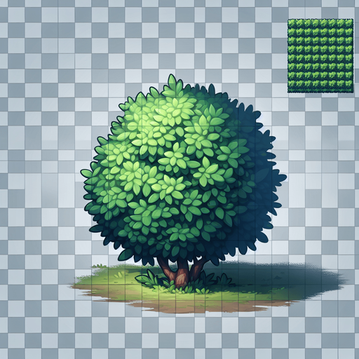 bush.
Single Game Texture.  In-Game asset.  2d.  Blank background.  High contrast.  No shadows