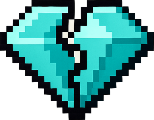 2d pixel bir elmas ama ortadan ikiye ayrılmış.
In-Game asset.  2d.  High contrast.  No shadows