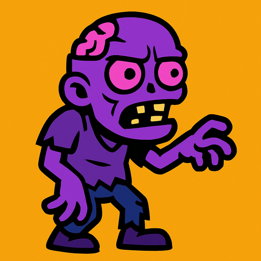 purple zombie 2d.
In-Game asset.  2d.  High contrast.  No shadows