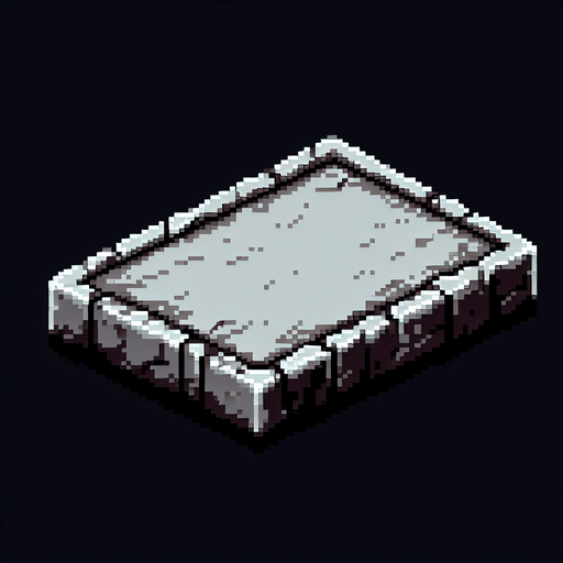 pixel art of a empty stone slab.
Single Game Texture. In-Game asset. 2d. Blank background. High contrast. No shadows.
