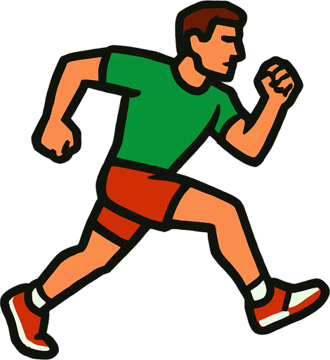 runner with a green shirt.
In-Game asset.  2d.  High contrast.  No shadows