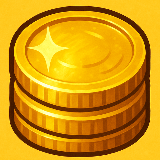 Crea un icono de oro que represente el recurso monetario. Debe ser una pila de monedas de oro brillante o un lingote de oro, visto directamente desde arriba. La superficie superior debe mostrar un brillo metálico y detalles que simulen el relieve de monedas o la textura pulida de un lingote..
In-Game asset.  2d.  High contrast.  No shadows