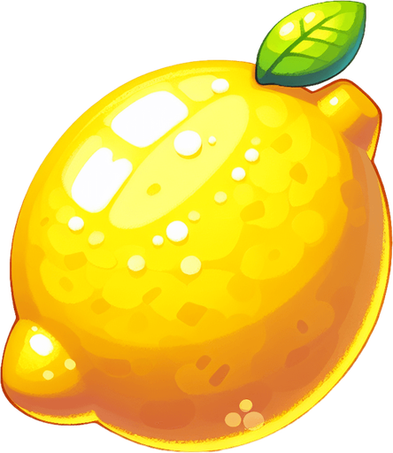lemon fruit cartoon style.
Single Game Texture.  In-Game asset.  2d.  Blank background.  High contrast.  No shadows