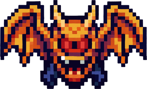 Un enemigo volador visto desde arriba, pixel cartoon..
In-Game asset.  2d.  High contrast.  No shadows