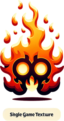 fire with eyes and mouth.
Single Game Texture.  In-Game asset.  2d.  High contrast.  No shadows