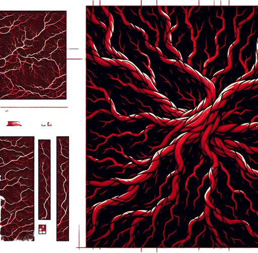 blood artery background.
Single Game Texture.  In-Game asset.  2d.  Blank background.  High contrast.  No shadows