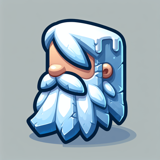 Froozen beard, cartoon, sideview Single Game Texture. In-Game asset. 2d. Blank background. High contrast. No shadows.