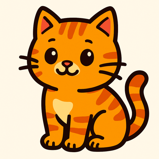 turuncu tatlı kedi.
In-Game asset.  2d.  High contrast.  No shadows