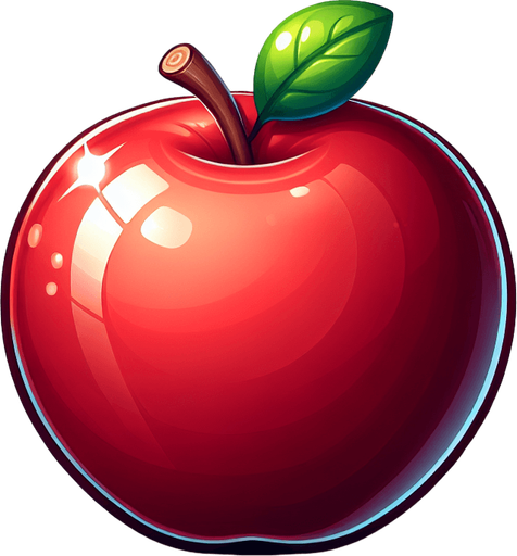 apple.
Single Game Texture. In-Game asset. 2d. Blank background. High contrast. No shadows.